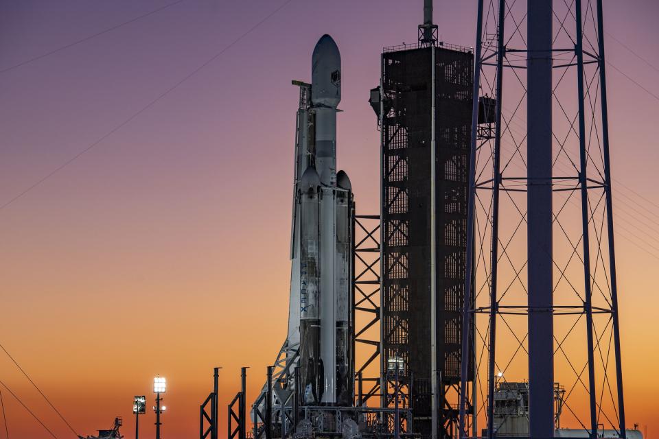 Falcon Heavy rocket on launch pad