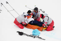 <p>Yuto Totsuka of Japan is attended to by medical staff after crashing in the during the Snowboard Men’s Halfpipe Final on day five of the PyeongChang 2018 Winter Olympics at Phoenix Snow Park on February 14, 2018 in Pyeongchang-gun, South Korea. (Photo by Matthias Hangst/Getty Images) </p>