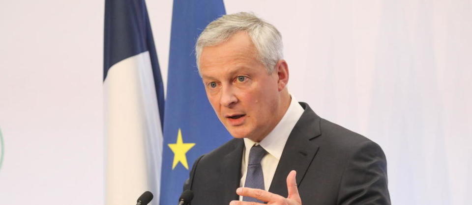 Le ministre de l'Économie Bruno Le Maire en conférence de presse.
