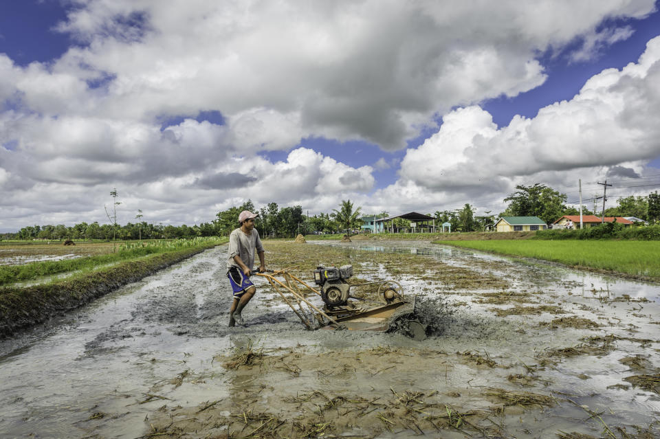 FILE PHOTO: Man preparing the land to cultivate rice, Panay island, Philippines. (Photo: Jorge Fernández/LightRocket via Getty Images)