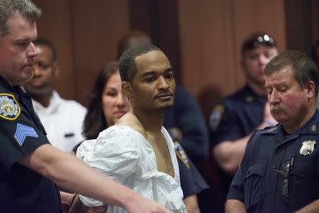 Suspect Demetrius Blackwell walks into court for his arraignment in Queens County Criminal Court in New York, May 3, 2015. REUTERS/Theodore Parisienne