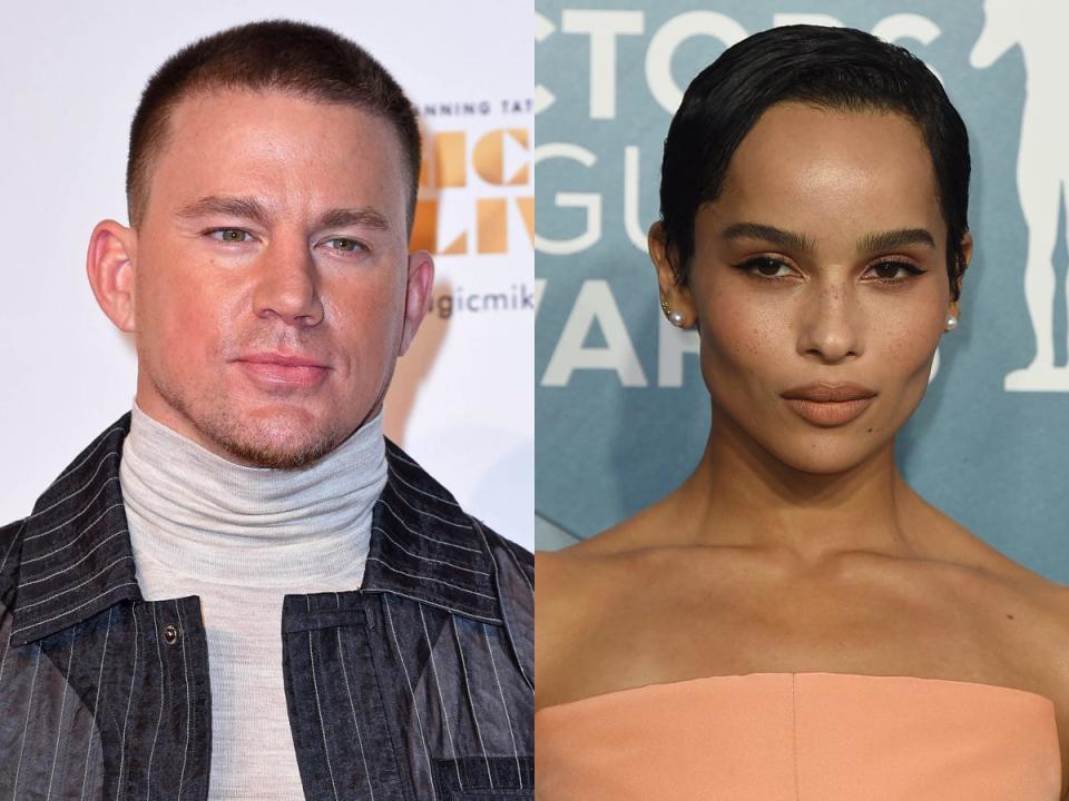 On the left: Channing Tatum in January 2020. On the right: Zoë Kravitz in January 2020.