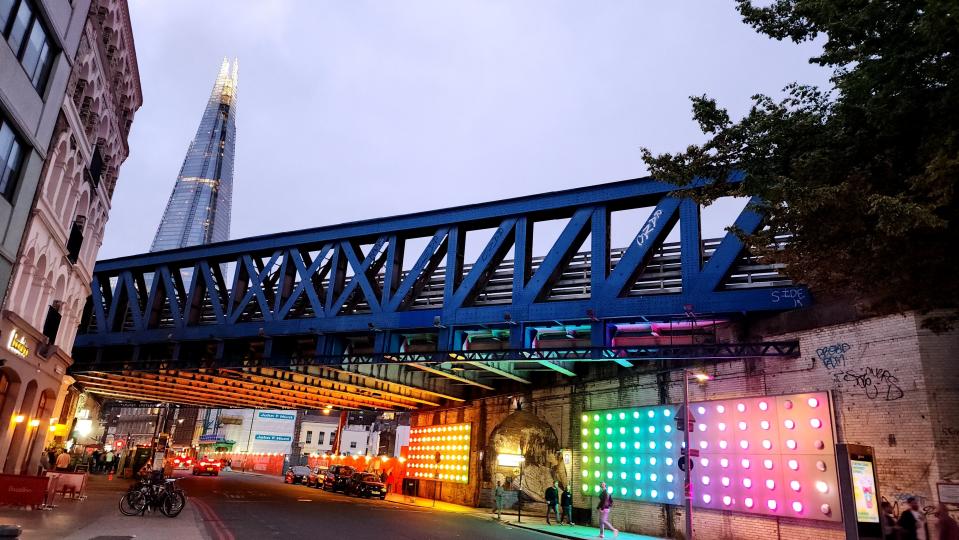 The Southwark neighborhood in London, with The Shard rising high nearby.