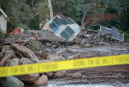Damaged properties are seen after a mudslide in Montecito, California, U.S. January 11, 2018. REUTERS/ Kyle Grillot