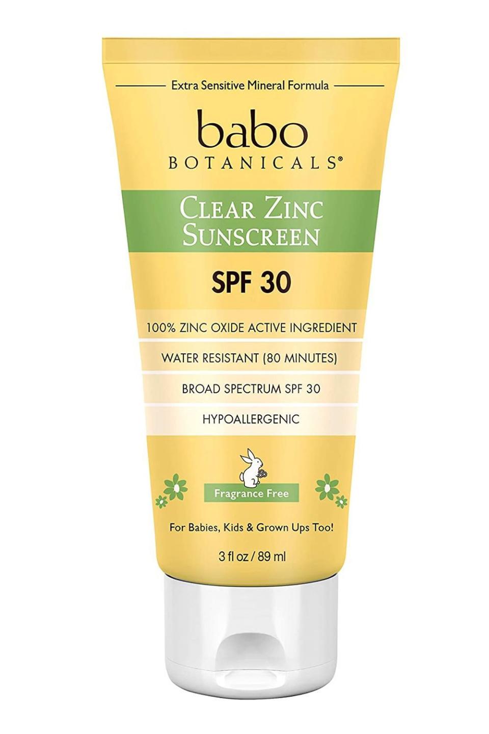 8) Babo Botanicals Zinc Sunscreen Lotion SPF 30