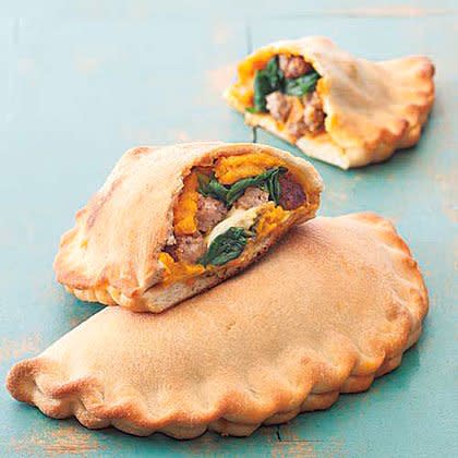 Pumpkin, Sausage and Spinach Calzone