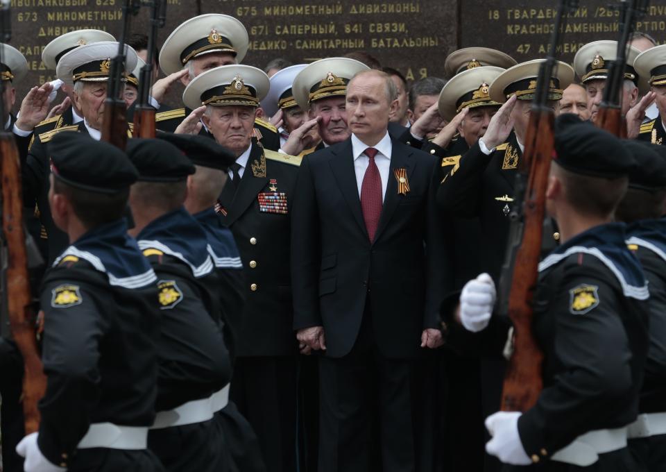 Russian President Vladimir Putin at a parade marking Victory Day.
