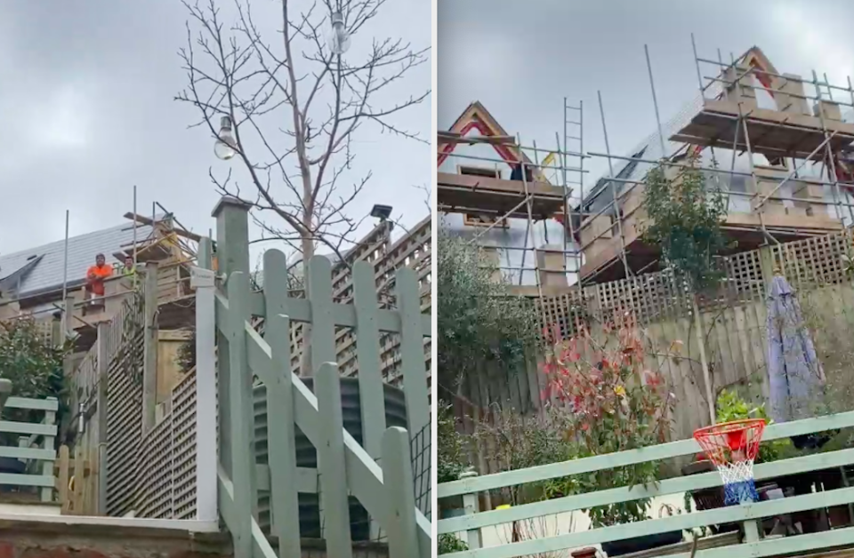 Chris Copley-Hammond filmed his argument with the builders working at the house next door. (SWNS)