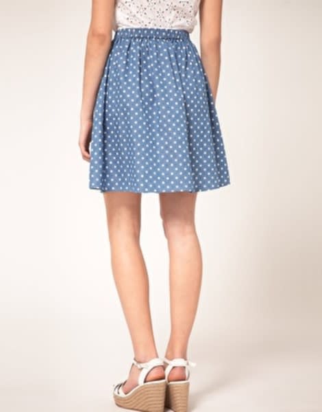 Dotted denim skirt