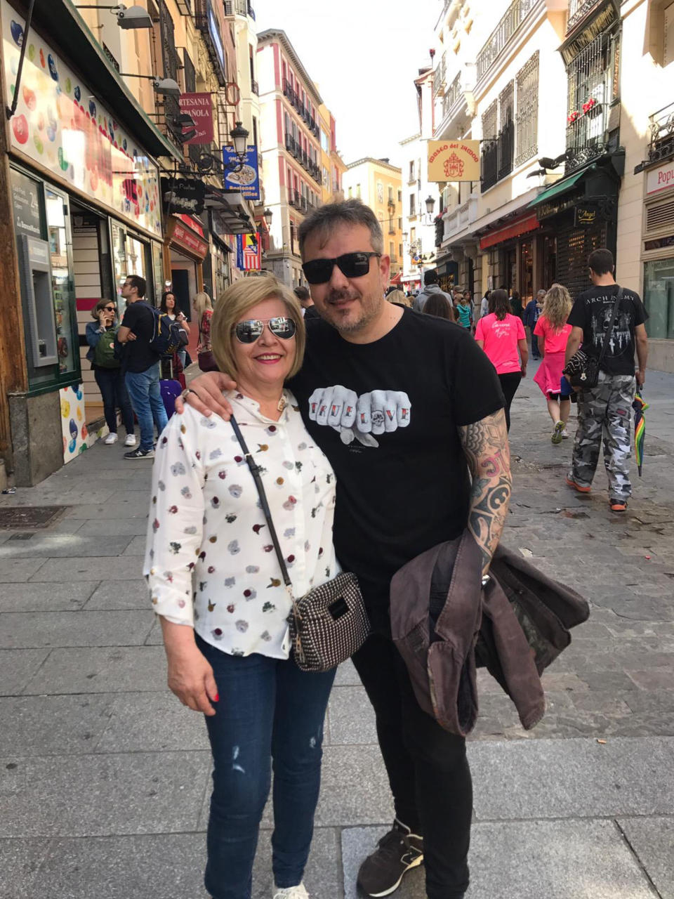 Spanish man Richard Barreira Banos pictured with his mum. Instagram removed photos of his mother's stew he posted on the social media platform.