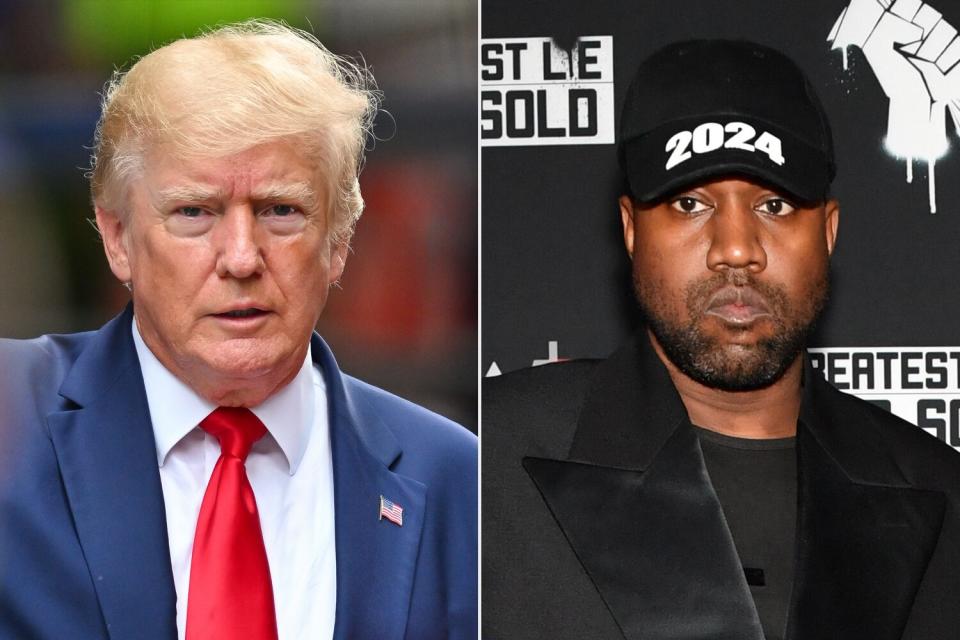 Former U.S. President Donald Trump; Kanye West attends the "The Greatest Lie Ever Sold" Premiere Screening