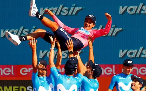 Richard Carapaz became Ecuador’s first ever grand tour winner - Credit: AFP