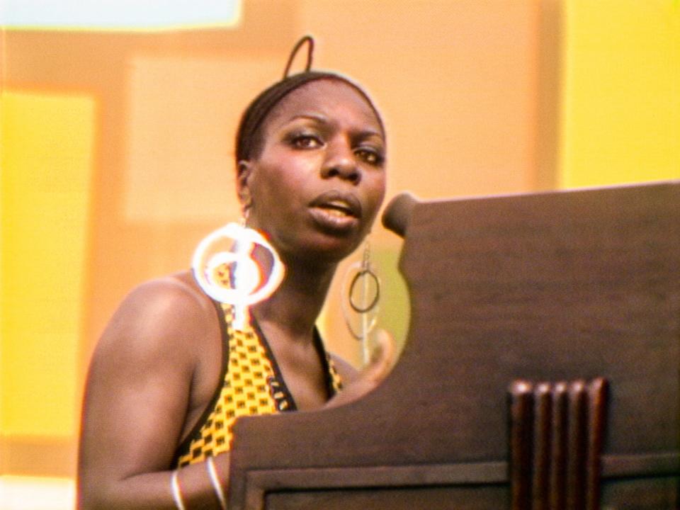 Nina Simone performs at the Harlem Cultural Festival in 1969, featured in the Oscar-winning documentary "Summer of Soul."