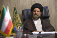 In this Aug. 3, 2016 photo, Ayatollah Hashem Bathaei Golpayegani, a member of Iran's Assembly of Experts, speaks in his office, in Tehran, Iran. On March 16, 2020, he died as a result of the COVID-19 coronavirus. (Hossein Razaqnejad/Mehr News Agency via AP)