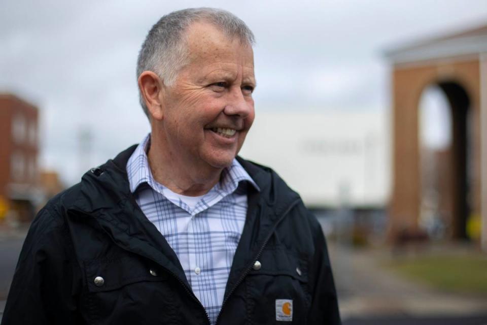 Jake Staton, Clinton County circuit clerk, poses for a portrait in downtown Albany, Ky., on Monday, Jan. 30, 2023.