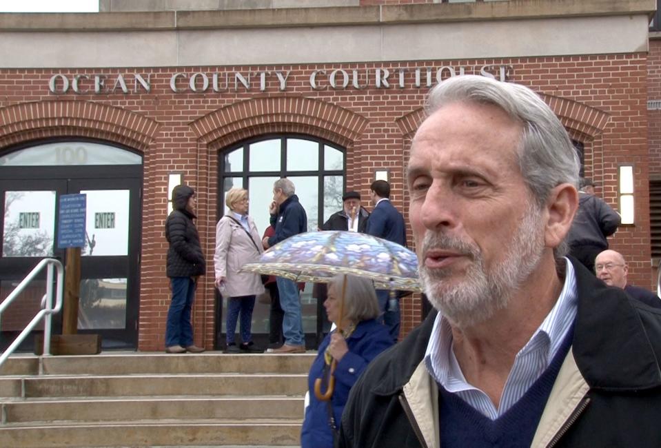 Ocean Gate Mayor Robert Curtin speaks outside the Ocean County Courthouse after his predecessor Paul Kennedy was sentenced for official misconduct related to his thefts from the borough. The sentencing was before Superior Court Judge Kimarie Rahill in Toms River Friday, January 26, 2024.