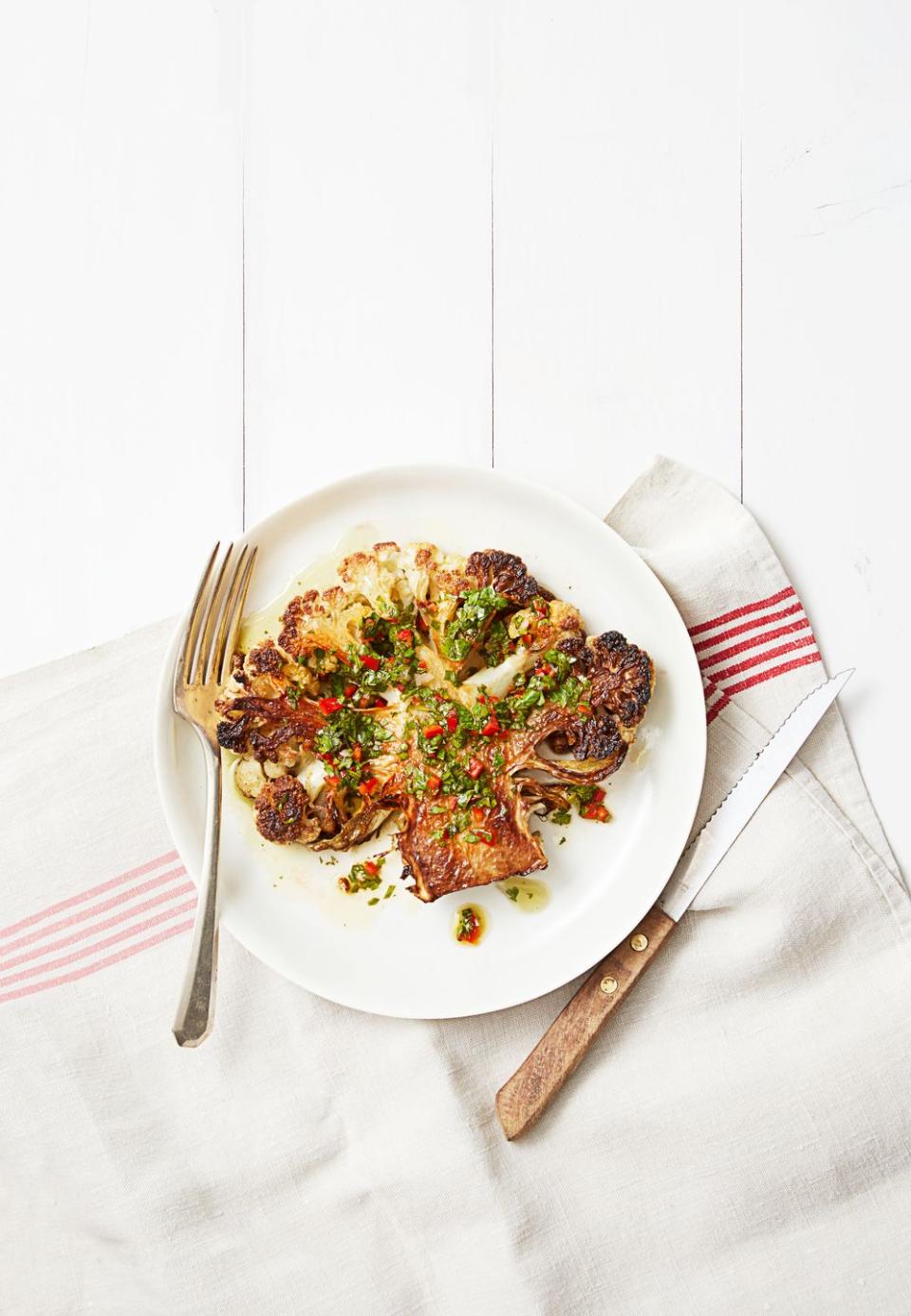 Cauliflower "Steaks" with Chimichurri Sauce