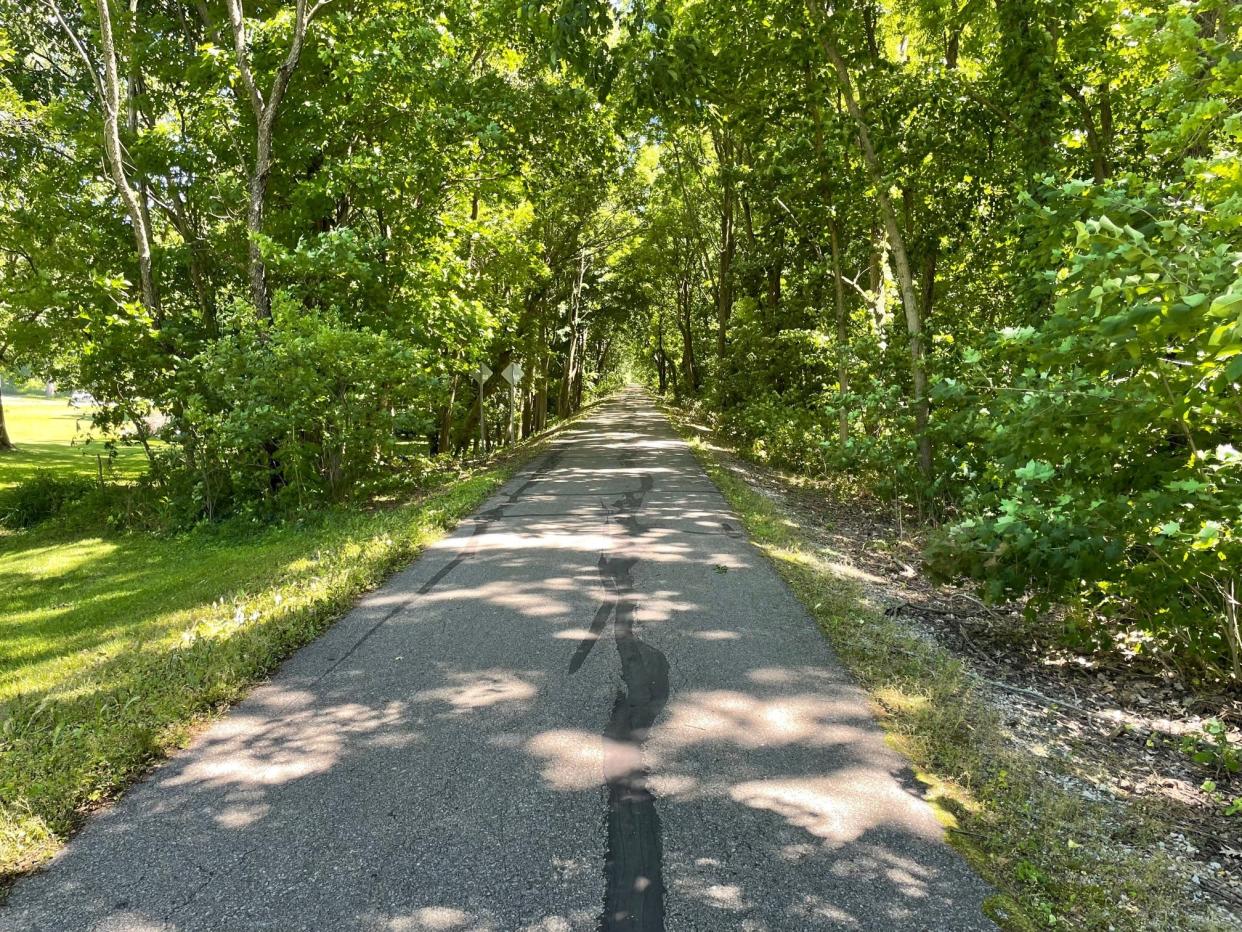 Trees shade a section of Cardinal Greenway just off Delaware County Road 500-S.