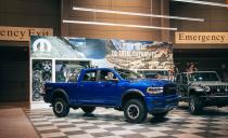 <p>Mopar used a Big Horn trim crew-cab, short-bed model as the canvas, clad in a coat of Blue Streak paint. </p>