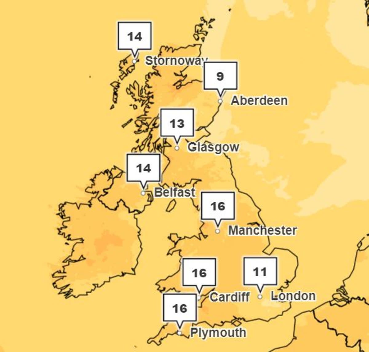 Tuesday is set to be warm and sunny day in most areas (Met Office)