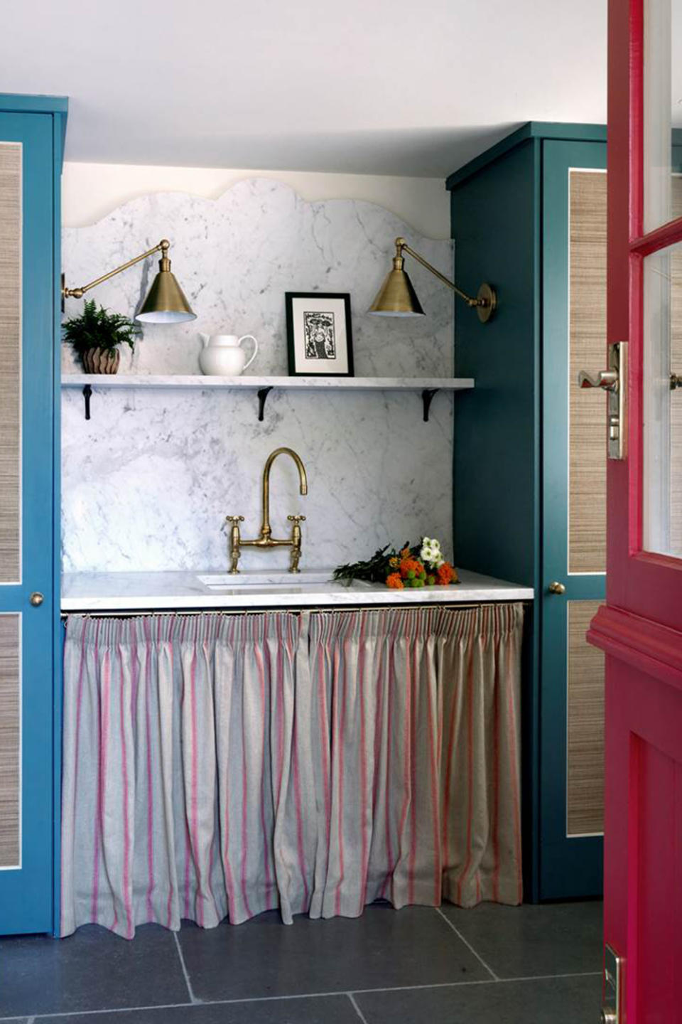 <p> Once considered outdated and frumpy, the sink skirt is back in fashion creating opportunity for texture and pattern, softening kitchen schemes and adding a touch of nostalgia.&#xA0; </p> <p> The idea is based around replacing the base cabinet doors underneath the sink with pleated curtains, often suspended on a decorative rod. Here is an opportunity for an element that can be updated often &#x2013; on trend gingham, tactile untreated linen or pale pink stripes amongst bold colors like&#xA0;Beata Heuman. </p>