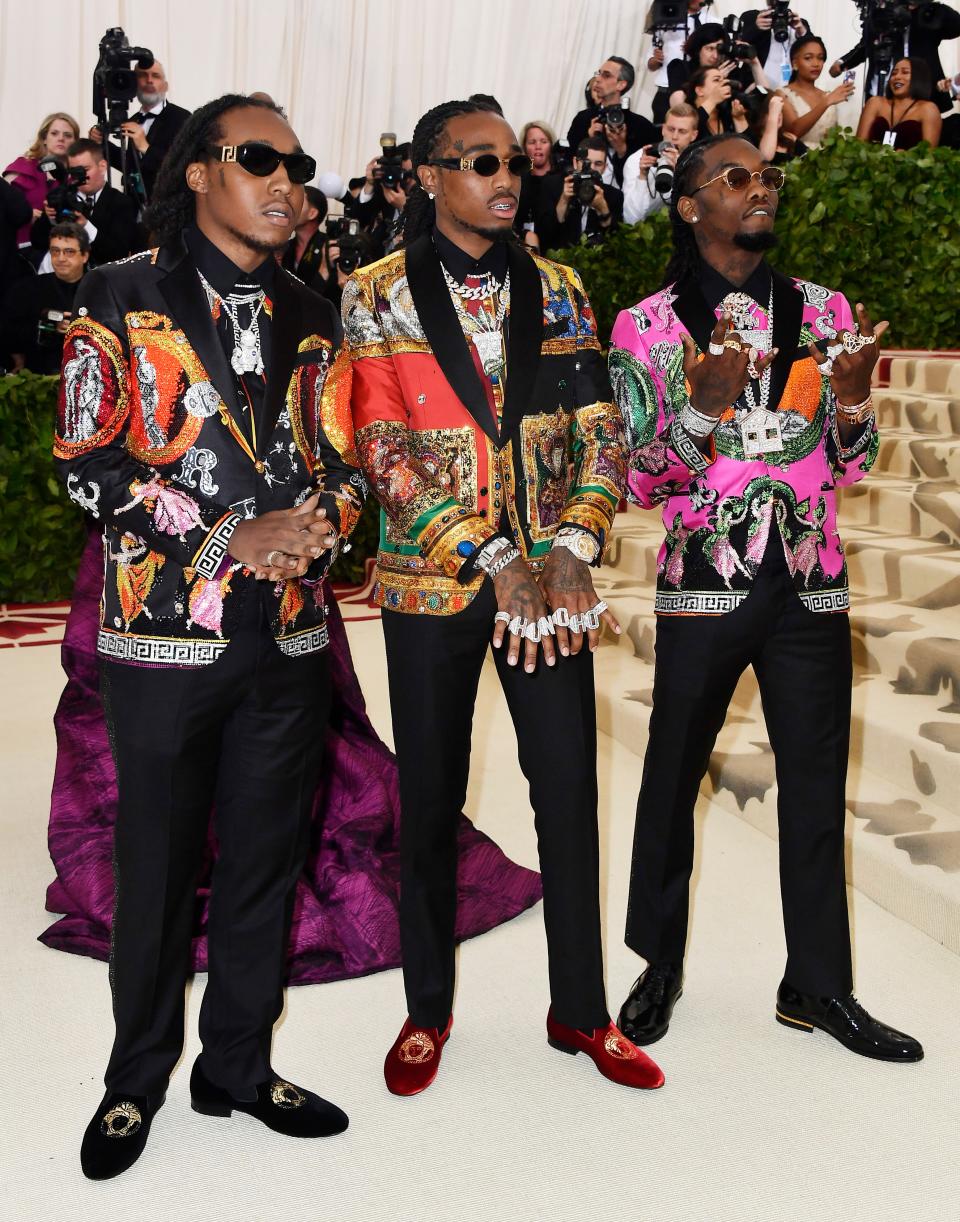 <h1 class="title">Takeoff, Quavo, and Offset of Migos, all in Versace</h1><cite class="credit">Photo: Getty Images</cite>