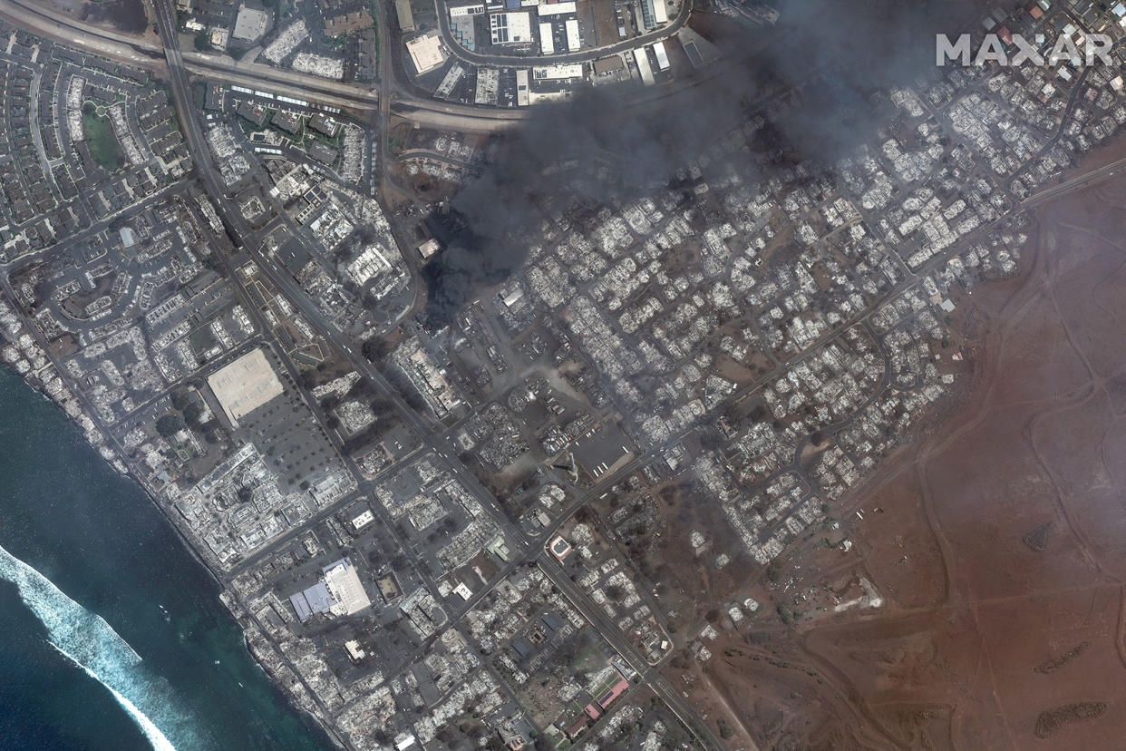 Maxar satellite imagery Lahaina fire Satellite image (c) 2023 Maxar Technologies / Getty Images