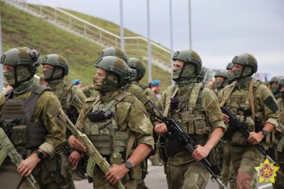 Belarusian troops involved in the joint maneuvers with the PLA. <em>Belarusian Ministry of Defense via X</em>