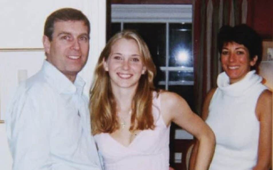 Prince Andrew with Virginia Giuffre and Ghislaine Maxwell - PA