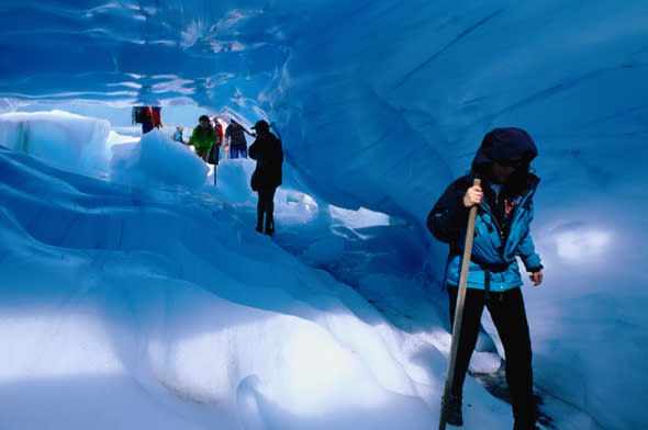 Trekking inside glacier.