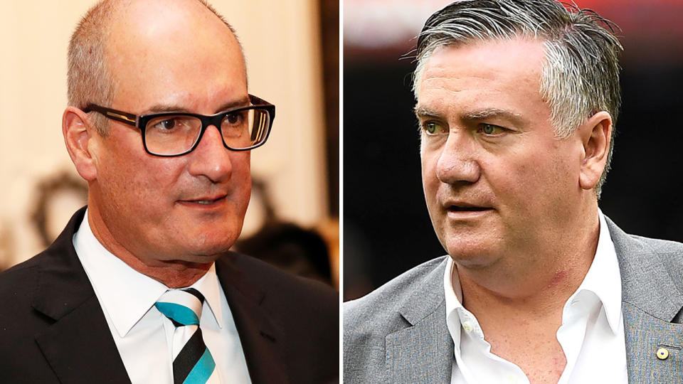 David Koch and Eddie McGuire, pictured here during AFL functions in 2019.