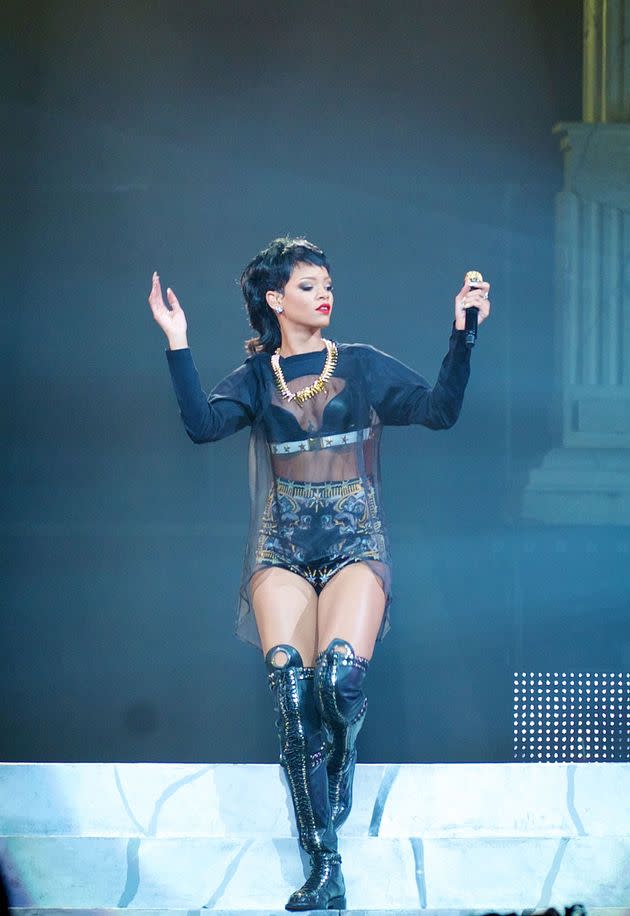 Rihanna performs live for fans at the first show of her Australian Tour at Perth Arena on September 24, 2013 in Perth, Australia.