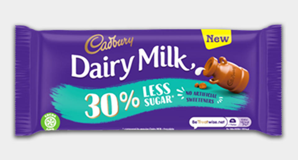 You can now buy a Dairy Milk bar with almost a third less sugar. [Photo: Cadbury]