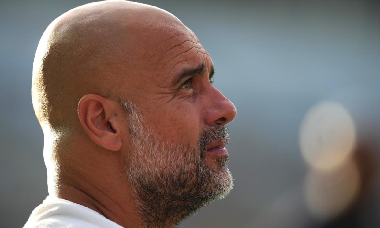 <span>Pep Guardiola watches his team take on Celtic in a pre-season friendly at Chapel Hill, North Carolina.</span><span>Photograph: Grant Halverson/Getty Images</span>