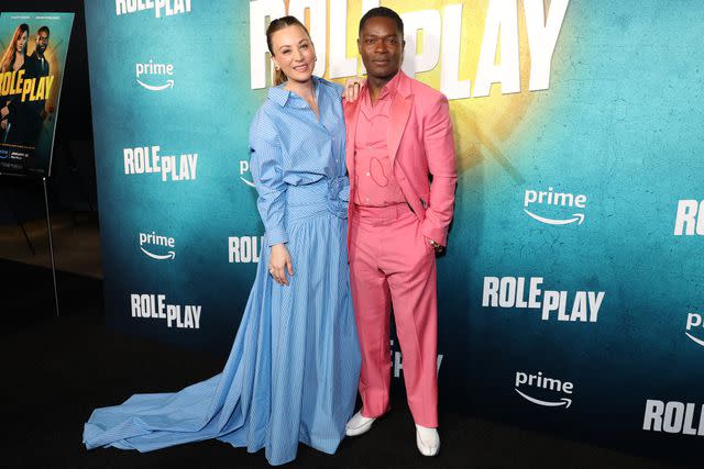 <p>Matt Winkelmeyer/Getty</p> Kaley Cuoco and David Oyelowo