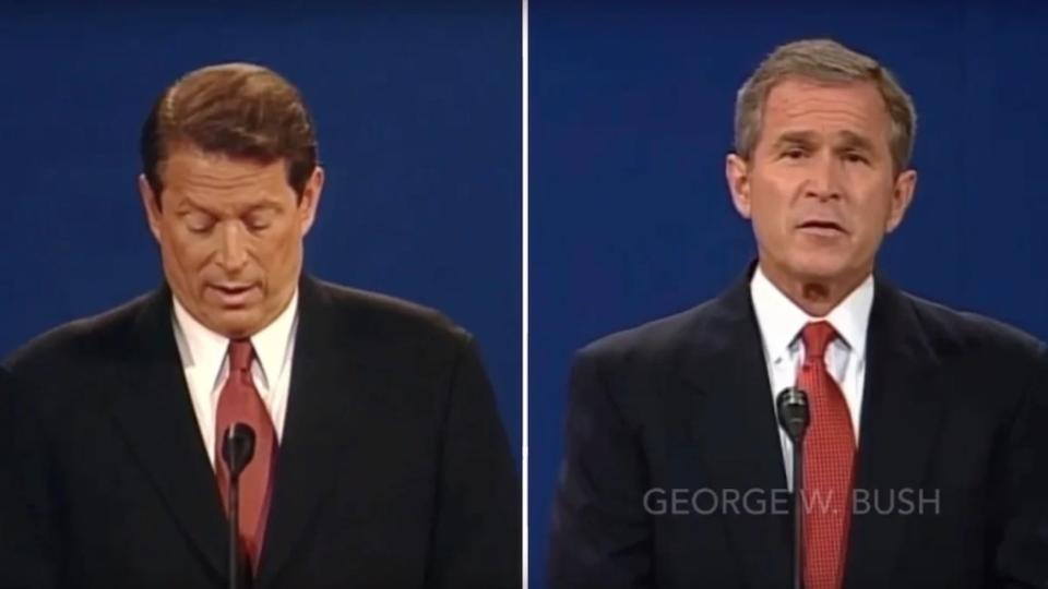 Al Gore and George W. Bush debate in 2000