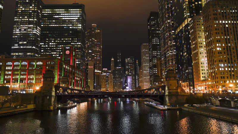 The Chicago skyline is seen along the Chicago River on Nov. 28, 2022, in Chicago.