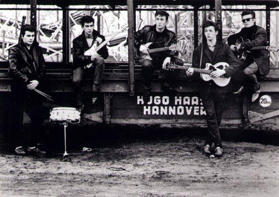 Pete Best, George Harrison, John Lennon, Paul McCartney and Stuart Sutcliffe at Hamburg Funfair, 1960 - Astrid Kirchherr/K & K/Redferns