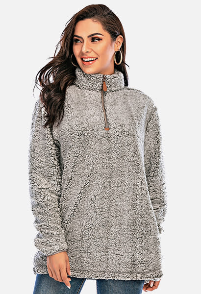 Plus Size Women's Sherpa Sweatshirt by Woman Within in Aquamarine (Size M)  - Yahoo Shopping