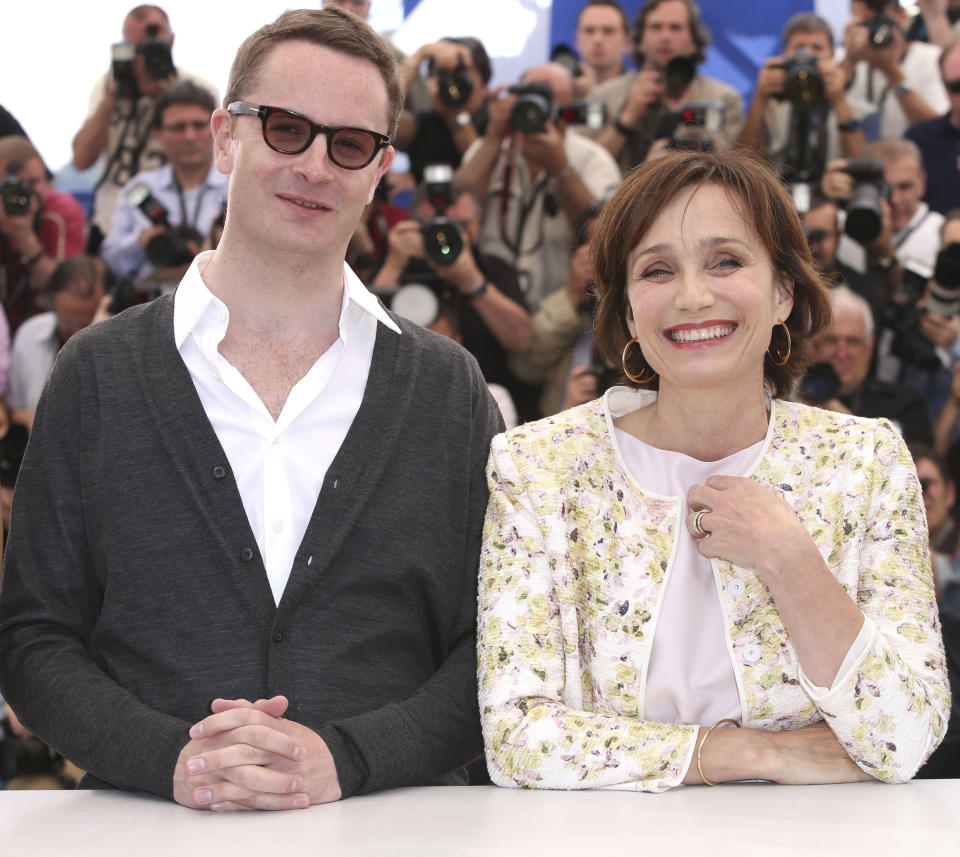 Director Nicholas Winding Refn and actor Kristen Scott Thomas pose for photographers during a photo call for the film Only God Forgives at the 66th international film festival, in Cannes, southern France, Wednesday, May 22, 2013. (Photo by Joel Ryan/Invision/AP)