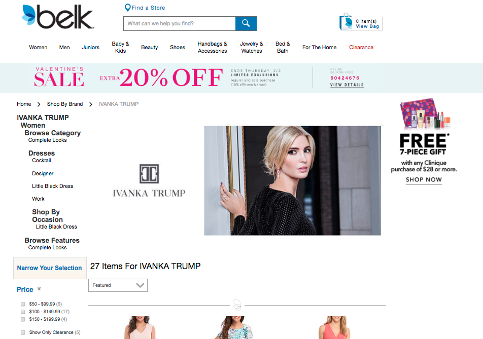 <p>Empresa: Belk.com Motivo del boicot: vende zapatos y bolsos de Ivanka Trump. (Foto: Belk.com) </p>