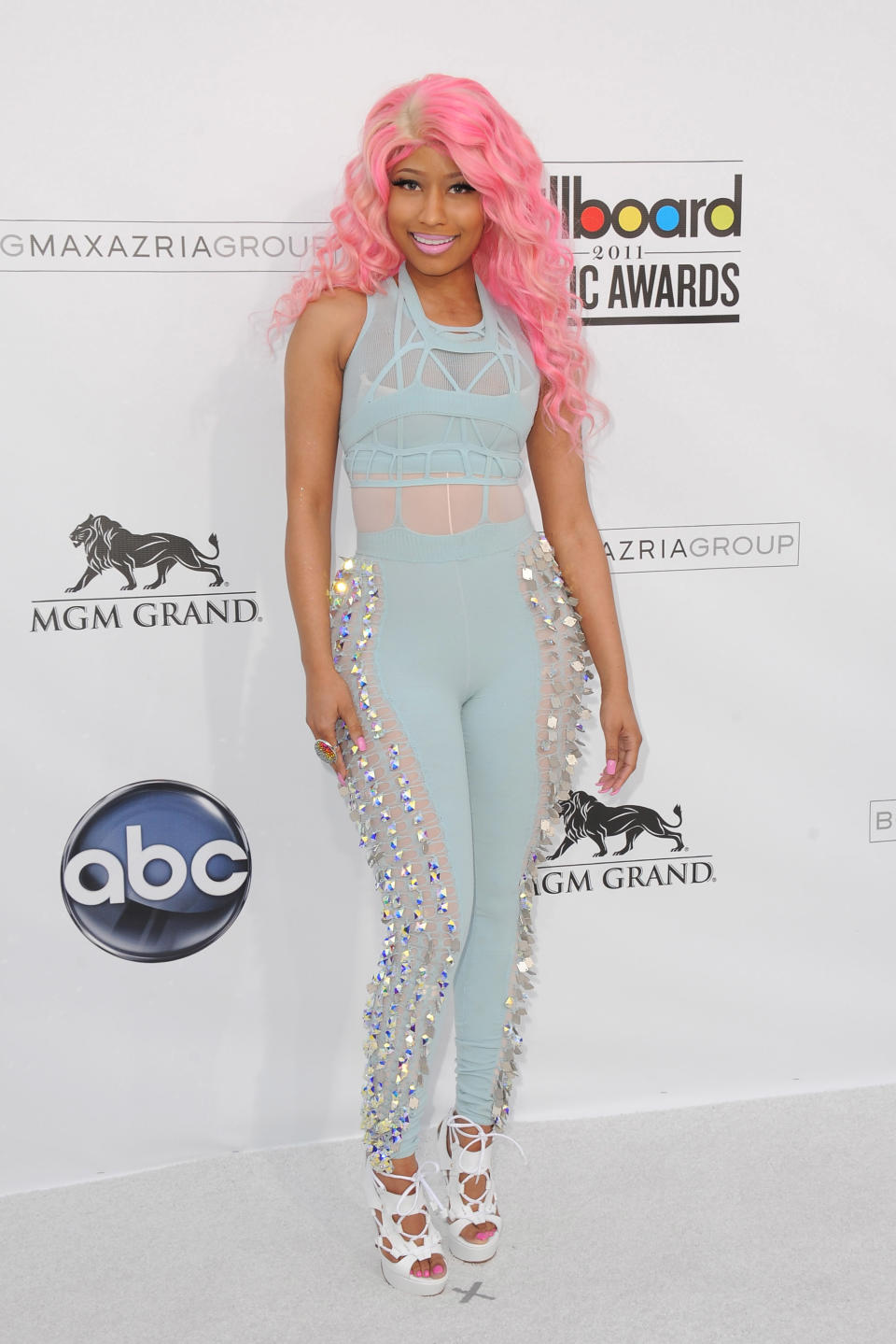 Nicki Minaj in a powder blue onesie