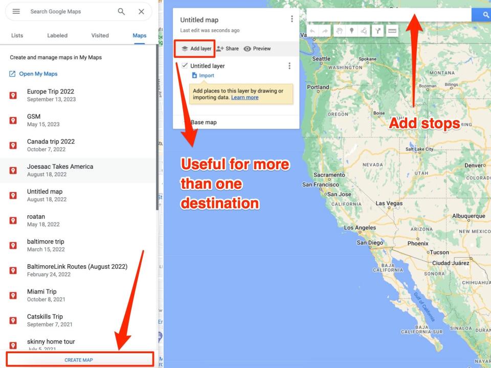 Instructions for creating a custom map in Google.