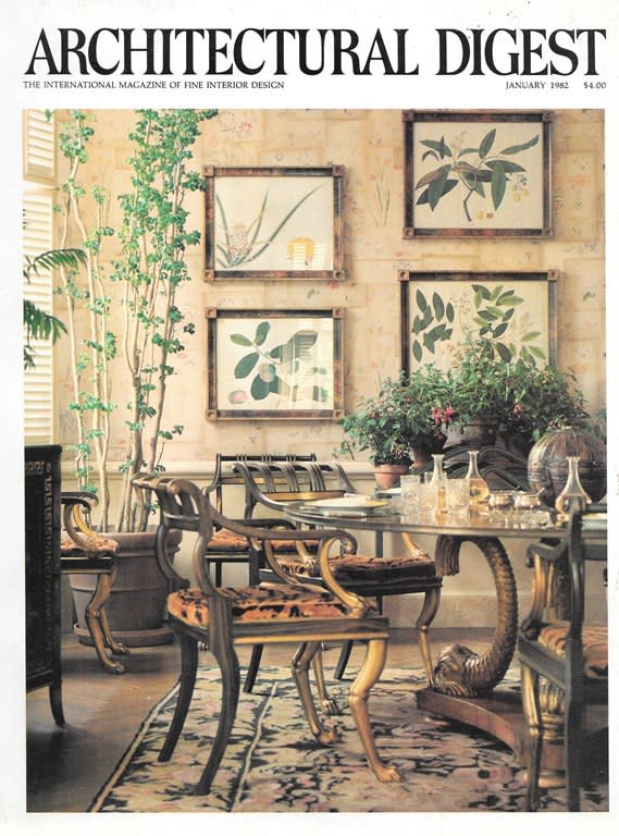 Radziwill's Park Avenue home featured on the  January 1982 cover of Architectural Digest.