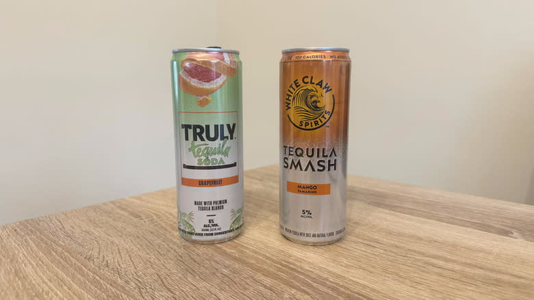Truly grapefruit and White Claw mango tamarind cans