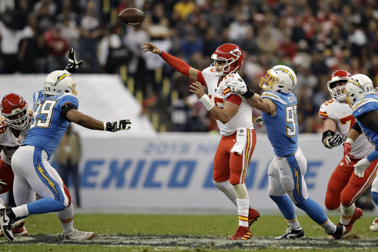 It wasn't pretty, but the Chiefs picked up a critical win over the Chargers in Mexico City. (AP Photo/Marcio Jose Sanchez)