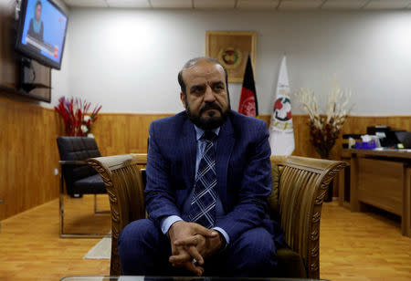 Gula Jan Abdul Badi Sayad chairman of Independent Elections Commission (IEC) of Afghanistan speaks during an interview in Kabul, Afghanistan June 11, 2018. REUTERS/Omar Sobhani