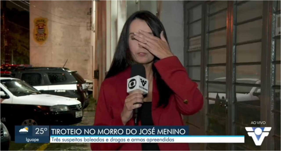 Jornalista da Globo passou mal ao vivo (Foto: Reprodu&#xe7;&#xe3;o/Globo)