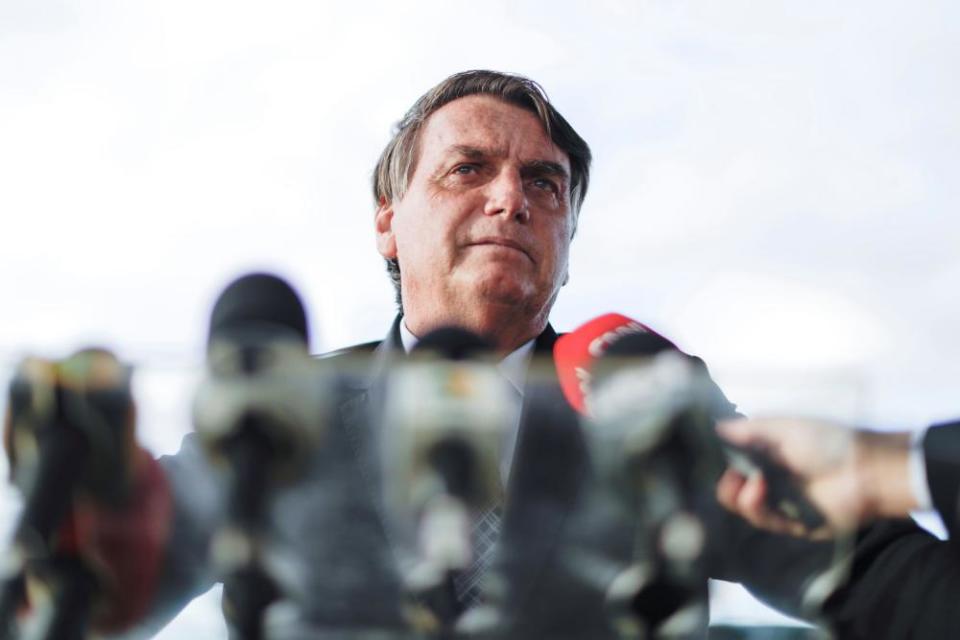 Jair Bolsonaro speaks to the media in Braília, Brazil, on 10 March.