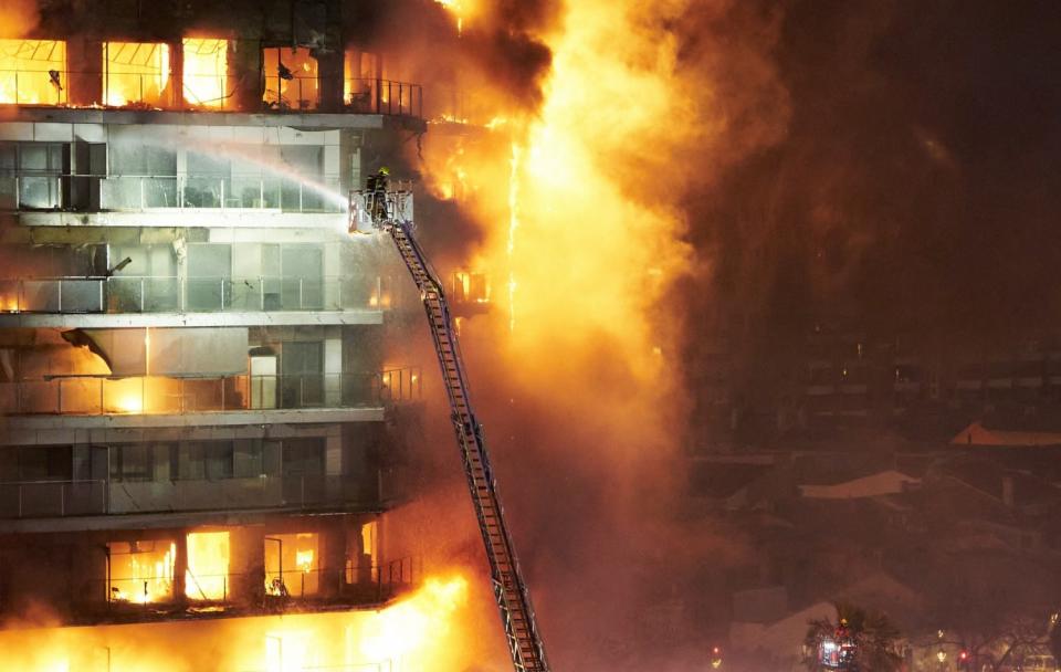 Witnesses said the flames engulfed the block within minutes ‘as if it was made of cork’